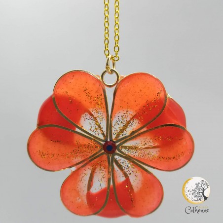 Collier fleur orange - Image non contractuelle