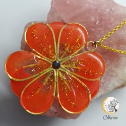 Collier fleur orange - Image non contractuelle