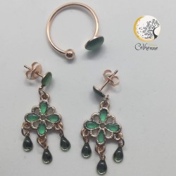 Boucles d'oreilles Fleur Émeraude - Image non contractuelle