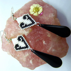 Boucles d'oreilles Maïna noir et blanc