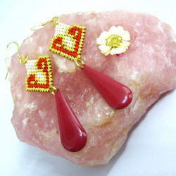 Boucles d'oreilles Maïna ocre rouge
