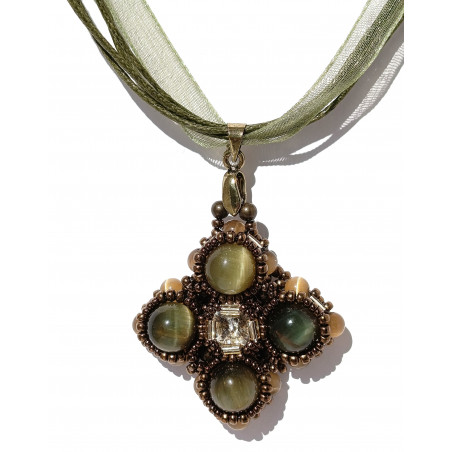 Collier Deirdre oeil de tigre vert