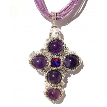 Collier Maddy en améthyste naturelle - création Celhenne Bijoux