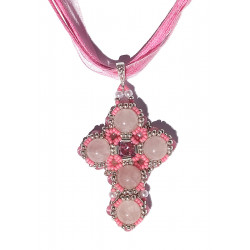 Collier Maddy en quartz rose - création Celhenne Bijoux