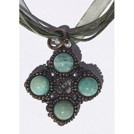 Collier Deirdre en amazonite naturelle - création Celhenne Bijoux