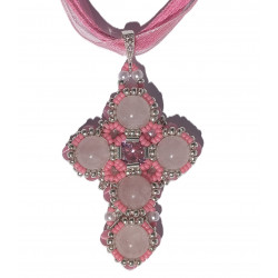 Collier Maddy en quartz rose - création Celhenne Bijoux