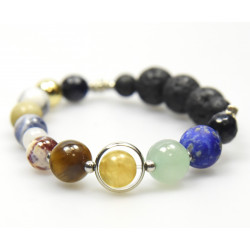 Bracelet Planètes pierres naturelles argenté