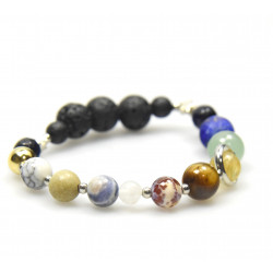 Bracelet Planètes pierres naturelles argenté