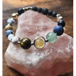 Bracelet Planètes pierres naturelles argenté