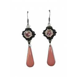 Boucle d'oreille Deirdre en cristal rose - Bijou fait main