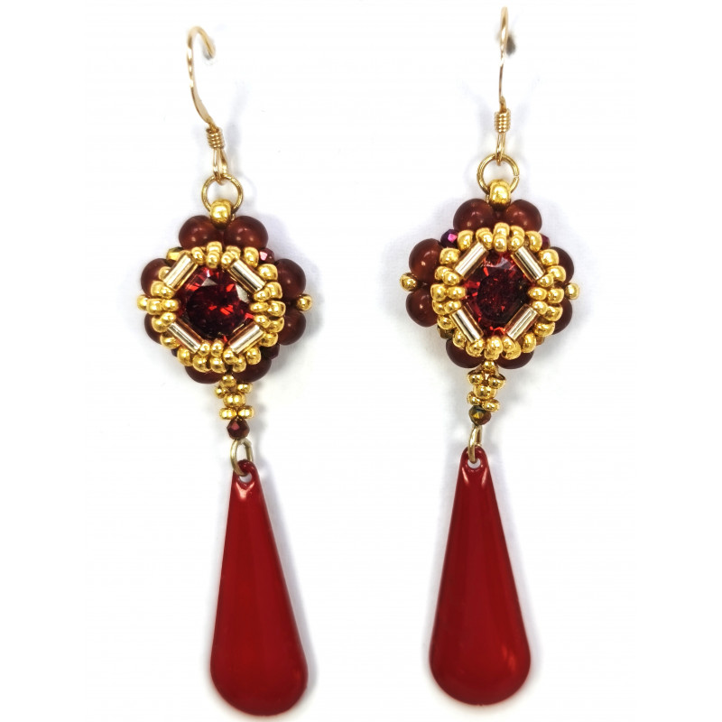 BO Deirdre en cristal rouge - création Celhenne Bijoux
