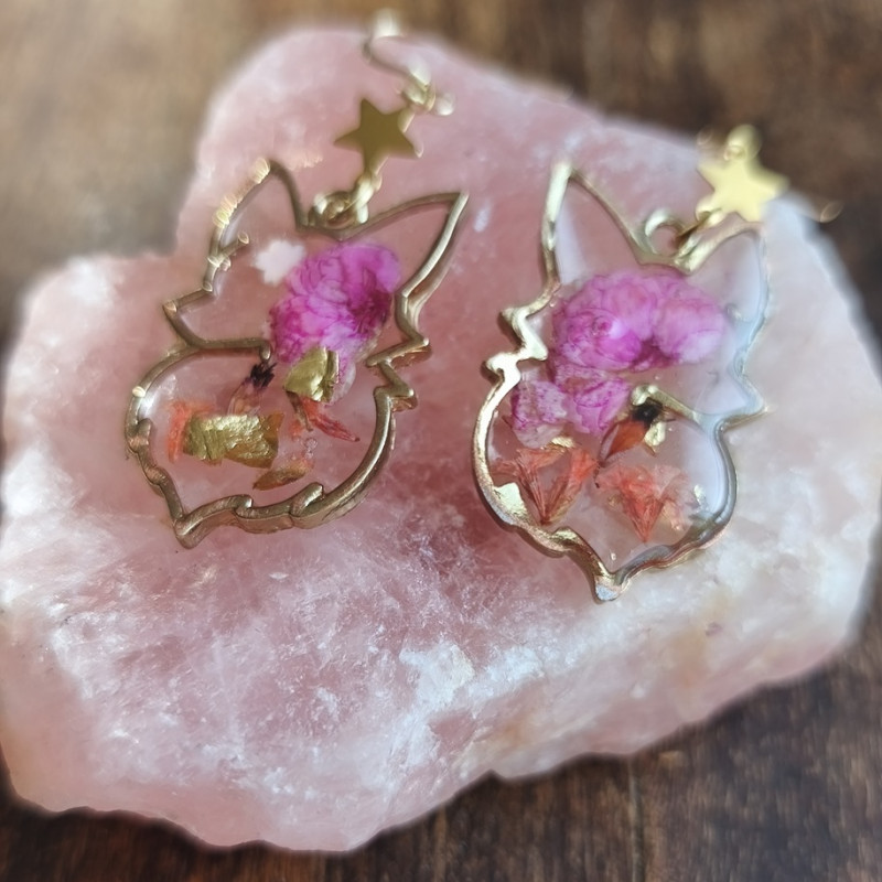 Boucles d’oreilles Renard Floralis doré