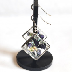 Boucles d’oreilles Floralis  Pensées d’Argent - Celhenne bijoux