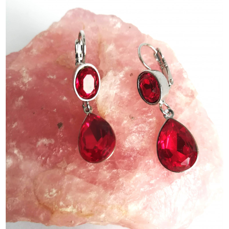 Boucles d'oreilles Éléonore rouge - Celhenne bijoux