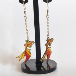 Parure carpe koi collier et boucles d’oreilles faits main en résine rouge et or – collection Bestiaire - Celhenne bijoux