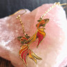Parure carpe koi collier et boucles d’oreilles faits main en résine rouge et or – collection Bestiaire - Celhenne bijoux