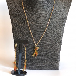 Parure carpe koi collier et boucles d’oreilles faits main en résine rouge et or – collection Bestiaire - Celhenne bijou