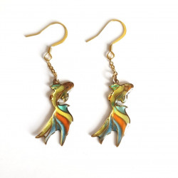 Boucles d’oreilles carpe koi faits main en résine jaune et or – collection Bestiaire - Celhenne bijoux