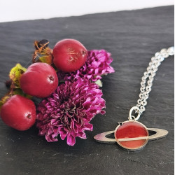 Ensemble boucle d'oreilles, collier Saturne - Pièce unique