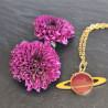 Ensemble collier, boucles d'oreilles mini Saturne - Pièce unique