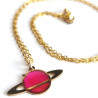 Ensemble collier, boucles d'oreilles mini Saturne - Pièce unique