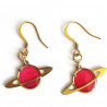 Ensemble collier, boucles d'oreilles mini Saturne - Pièce unique