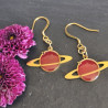 Ensemble collier, boucles d'oreilles mini Saturne - Pièce unique